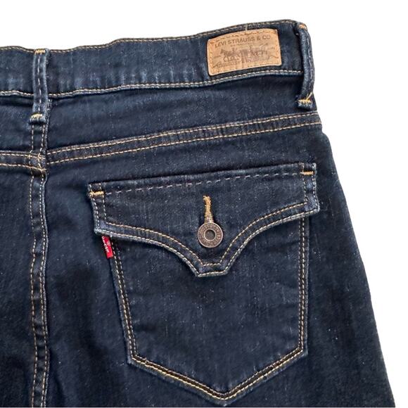 Levi’s 512 Dark Wash Perfectly Slimming Bermuda Denim Jean Shirts Size 10 - Picture 7 of 9